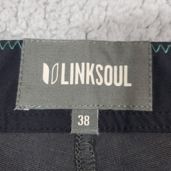 Linksoul Boardwalker Shorts Mens‎ 38" Board Shorts Black Leaf Print Hybrid Surf - Picture 8 of 14